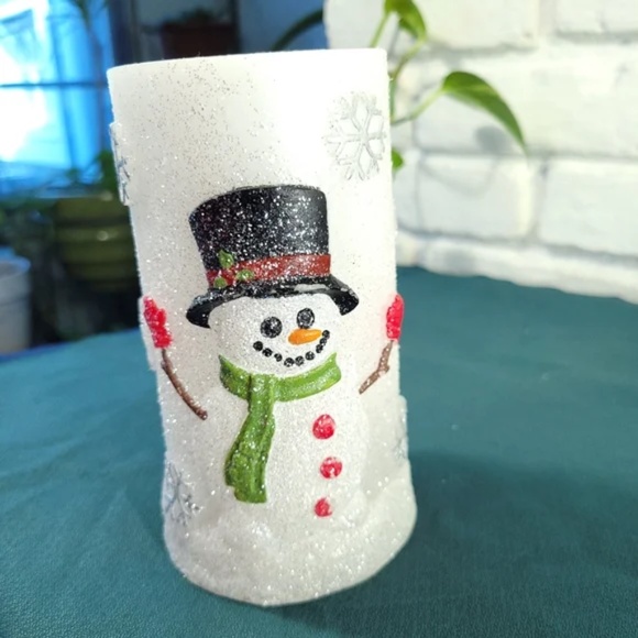 3/$25 Snowman Battery Glitter Candle - Picture 6 of 7